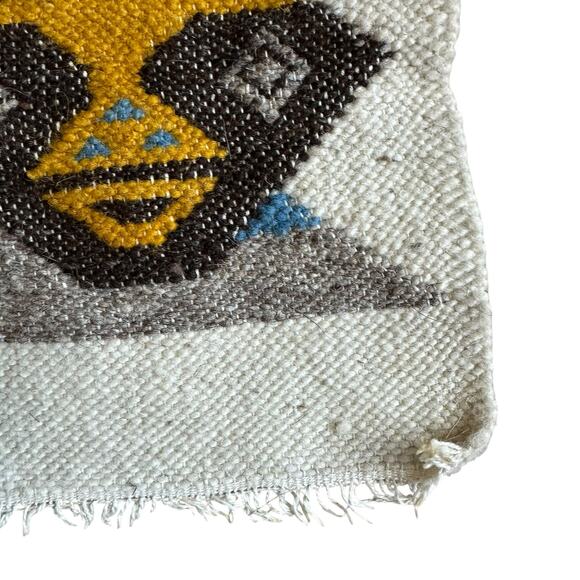 Vintage Wool Hand Made Wall Hanging Folk Art Bird Pattern Unmatted South America - Picture 3 of 5